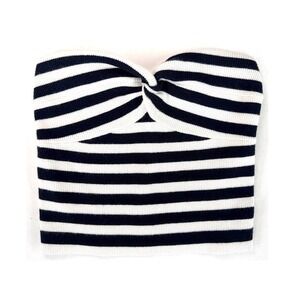 Black White Striped Twist Front Tube Top M Y2K Indie Summer Sleeze Retro Barbie
